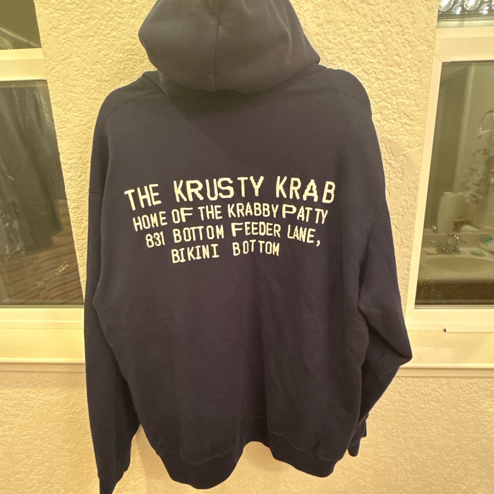 Uniqlo UT Hoodie SpongeBob Krabby Pattie Cactus Plant Flee Market Hoodie Navy XL - Picture 10 of 15